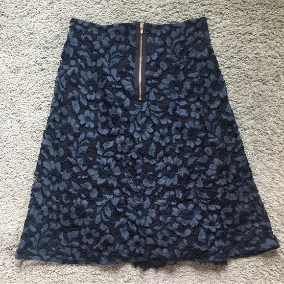 Zara Blue Floral Lace A-Line Skirt, S - Picture 5 of 11